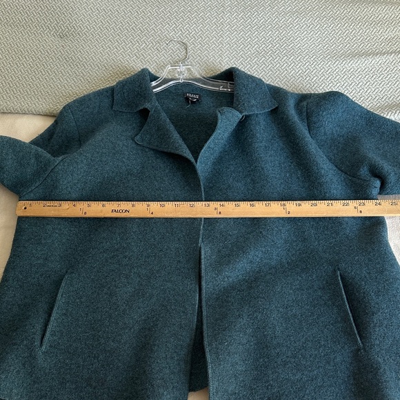 Eileen Fisher Woman’s Felted Wool Teal Jacket Blazer large open front - Picture 4 of 14